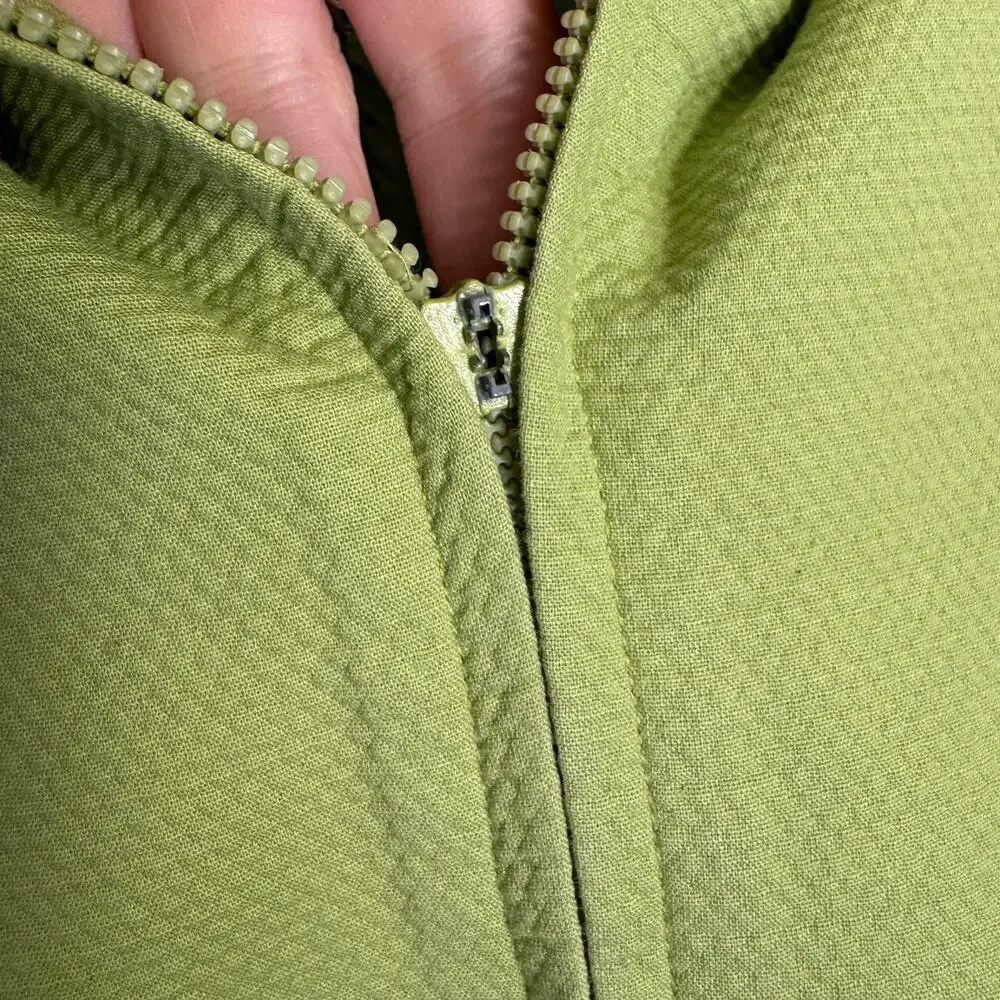 Eileen Fisher Jacket Womens Large Textured Zip Front Lightweight Lime Green